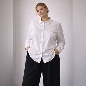 Rebecca Taylor Cotton Frog Closure Blouse • Size 16